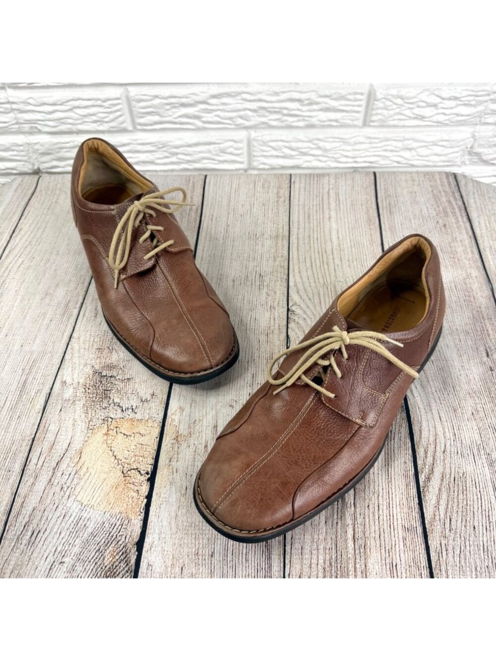 Johnson & Murphy Mens Shuler Bicycle Shoes Brown Tumbled Sheepskin Leather 11.5